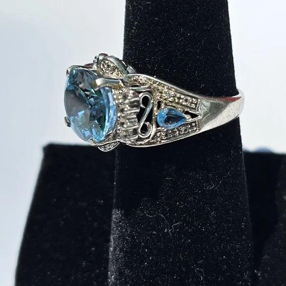 Sky & Swiss Blue Topaz Sterling Silver  with Certificate of Authenticity Sz 7! - Picture 11 of 16